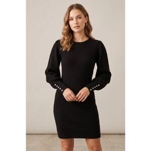 Lilly Pulitzer Jacquetta Sweater Dress Knit Black Gold Size Medium